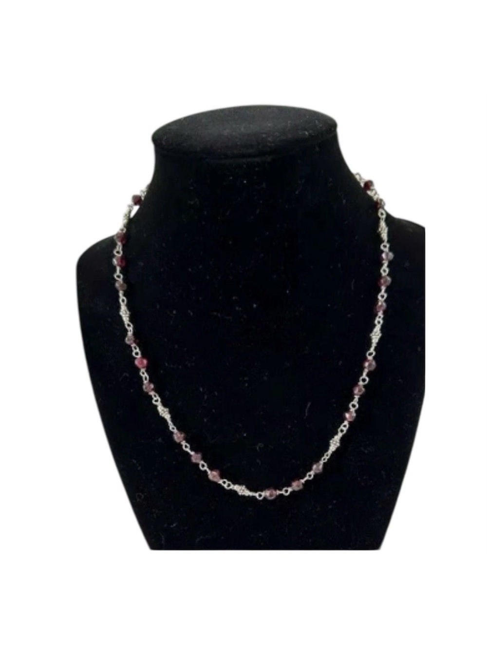 SILPADA Retired Vintage Almandine Red Garnet Beaded 925 Sterling Silver Necklace - Picture 3 of 3